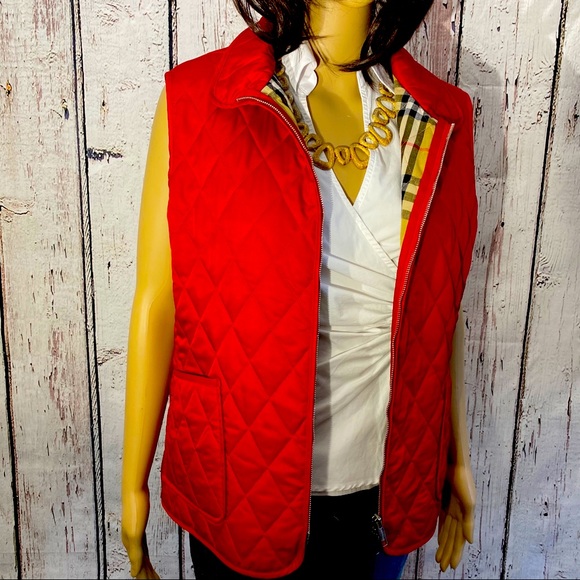 Burberry Jackets & Blazers - AUTHENTIC Burberry Red Quilted Vest Size LARGE